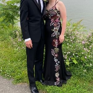 Black Dress with Appliqué Detail